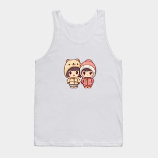 Kawaii girls with cute winter coats Tank Top